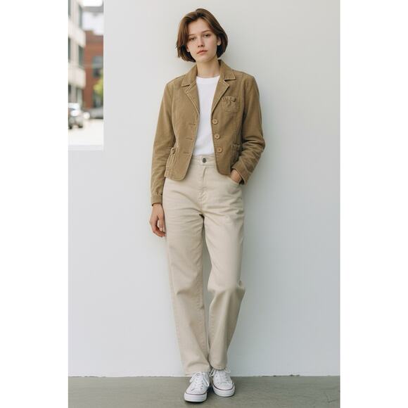 Vintage 90s Y2K era Bill Blass L corduroy jacket light brown/tan cropped blazer - Picture 1 of 11